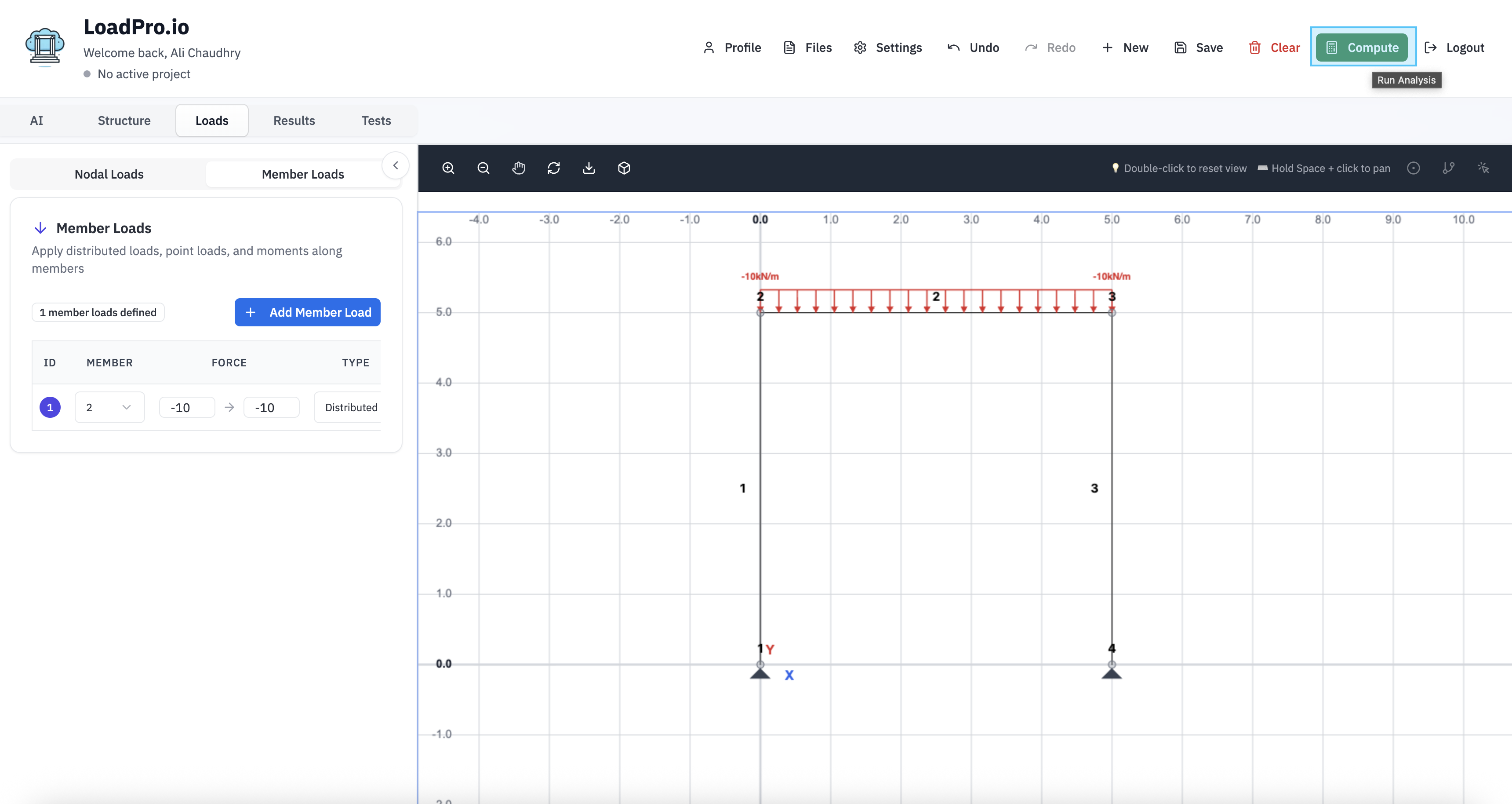 Running analysis in LoadPro